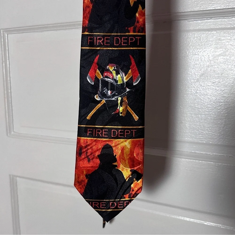3/$20💥‎ Steven Harris Men’s Tie Firefighter Theme Handmade Fire Dept. Novelty
